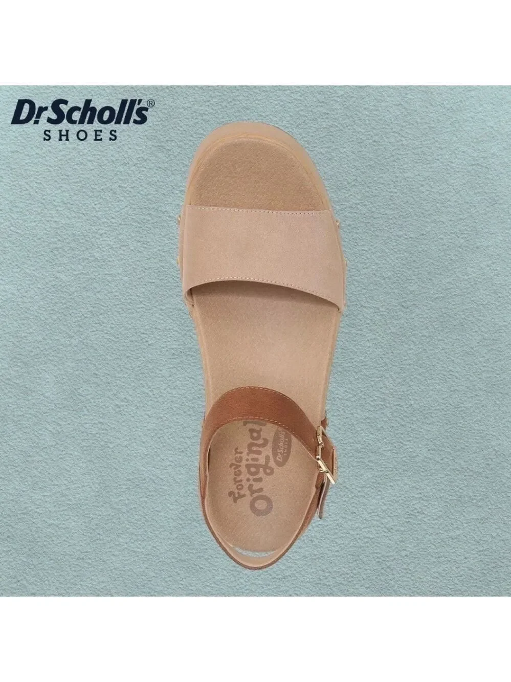 DR SCHOLLS Dublin-Stud-Accent Faux Wood Eco-Friendly Platform Sandal-10M NWT